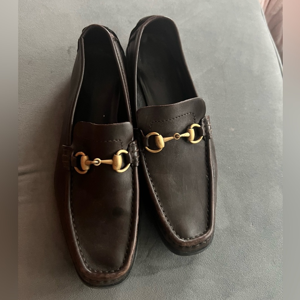 Gucci Brown Leather Horsebit Loafers with Gold Hardware - Picture 2 of 10